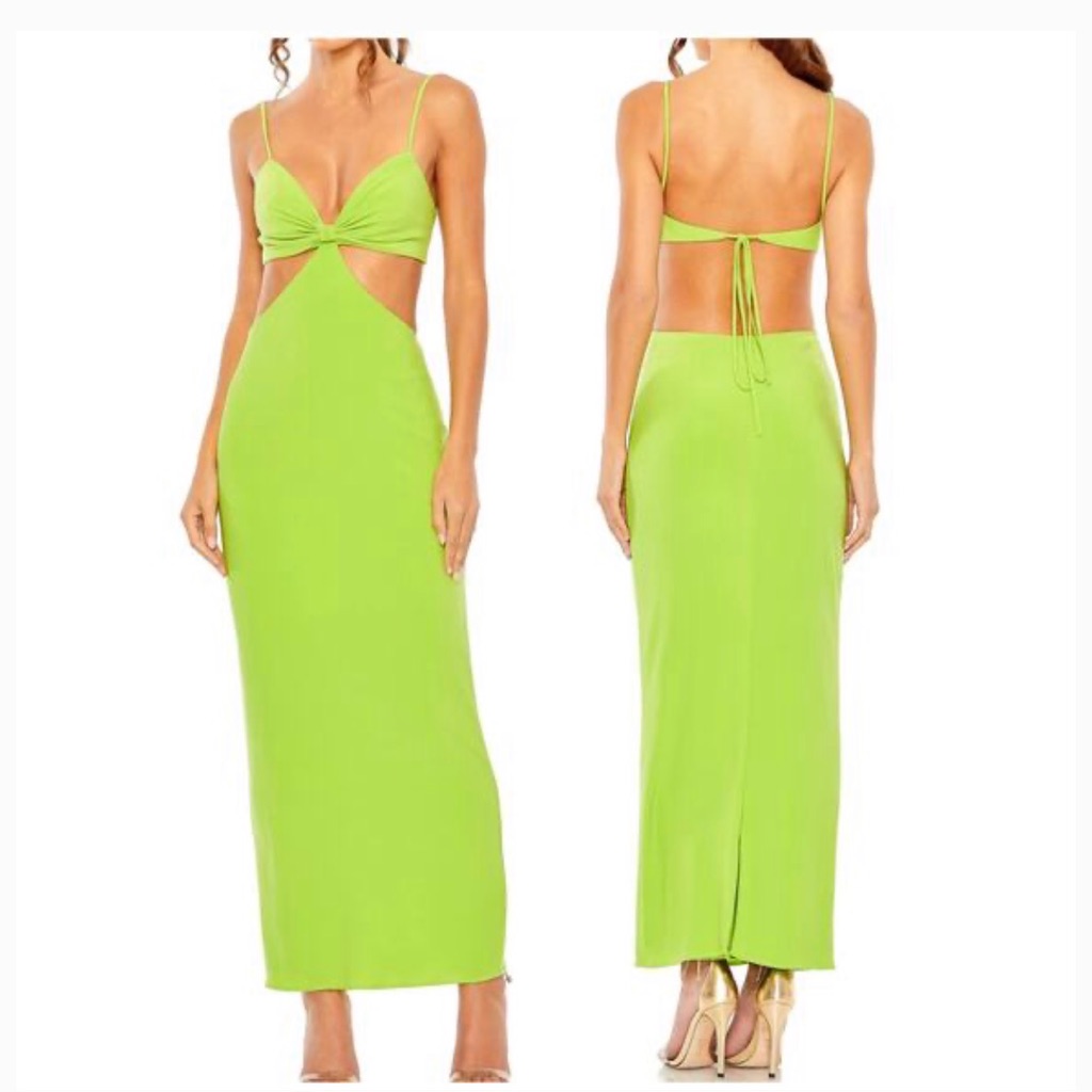 Mac Duggal Neon Lime Cutout Maxi Dress - Nwt